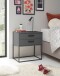 SUNA Nachttisch in Graphit - Moderner Nachtschrank mit Schubladen und schwarzem Metallgestell - 60 x 65 x 38,5 cm (B/H/T)