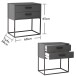 SUNA Nachttisch in Graphit - Moderner Nachtschrank mit Schubladen und schwarzem Metallgestell - 60 x 65 x 38,5 cm (B/H/T)