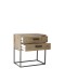SUNA Nachttisch in Artisan Eiche Optik - Moderner Nachtschrank mit Schubladen und schwarzem Metallgestell - 60 x 65 x 38,5 cm (B/H/T)