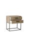 SUNA Nachttisch in Artisan Eiche Optik - Moderner Nachtschrank mit Schubladen und schwarzem Metallgestell - 60 x 65 x 38,5 cm (B/H/T)