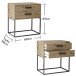 SUNA Nachttisch in Artisan Eiche Optik - Moderner Nachtschrank mit Schubladen und schwarzem Metallgestell - 60 x 65 x 38,5 cm (B/H/T)