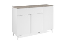 Kommode >Bertrix< in Sandstein / weiß - 133x92x40cm (BxHxT)