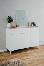 Kommode >Bertrix< in Sandstein / weiß - 133x92x40cm (BxHxT)