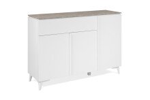 Kommode >Bertrix< in Sandstein / weiß - 133x92x40cm (BxHxT)