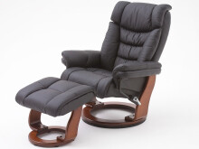 Relaxsessel >Toronto< in Schwarz Braun aus Echtleder - 87x106x85cm (BxHxT)