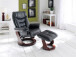 Relaxsessel >Toronto< in Schwarz Braun aus Echtleder - 87x106x85cm (BxHxT)