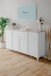 Sideboard >Bertrix< in Sandstein / weiß - 177x92x40cm (BxHxT)