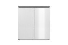 Kommode >Brest< in Matera / weiß HGL - 88,5x92x40cm (BxHxT)