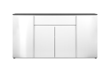 Sideboard >Brest< in Matera / weiß HGL - 177,5x92x40cm (BxHxT)