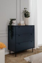 Schubkastenkommode >Caracas< in Navy blau - 80x90x40cm (BxHxT)