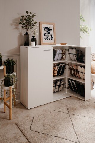 Schuhschrank >Satos< in weiß - 100x110x34cm (BxHxT)