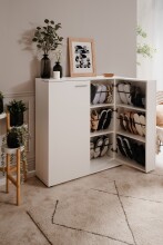 Schuhschrank >Satos< in weiß - 100x110x34cm...