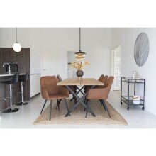 Armlehnstuhl >Harbo< (2er-Set) in Braun, Vintagelederoptik - 57x87x65cm (BxHxT)