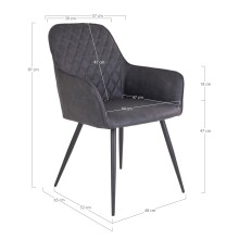 Armlehnstuhl >Harbo< (2er-Set) in Grau, Vintagelederoptik - 57x87x65cm (BxHxT)