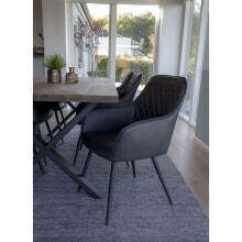 Armlehnstuhl >Harbo< (2er-Set) in Grau, Vintagelederoptik - 57x87x65cm (BxHxT)