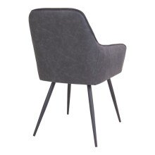 Armlehnstuhl >Harbo< (2er-Set) in Grau, Vintagelederoptik - 57x87x65cm (BxHxT)
