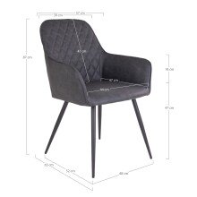 Armlehnstuhl >Harbo< (2er-Set) in Grau, Vintagelederoptik - 57x87x65cm (BxHxT)