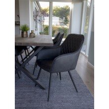Armlehnstuhl >Harbo< (2er-Set) in Grau, Vintagelederoptik - 57x87x65cm (BxHxT)