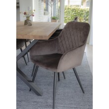 Armlehnstuhl >Harbo< (2er-Set) in Hellbraun, Velour - 57x87x65cm (BxHxT)