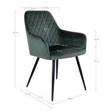 Armlehnstuhl >Harbo< (2er-Set) in Grün, Velour - 57x87x65cm (BxHxT)