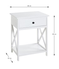 Beistelltisch >23362< in weiß, MDF - 46x60x35cm (BxHxT)