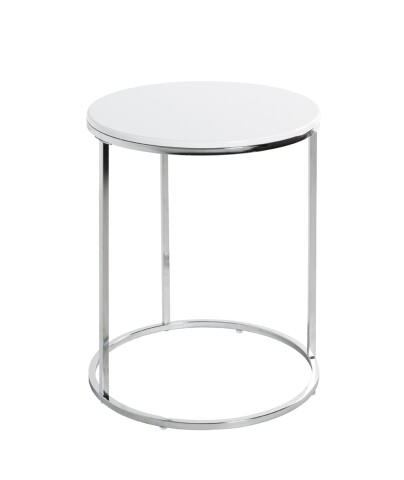 Beistelltisch >23378< in chrom-weiß, MDF, Metall - 50x40cm (HxD)