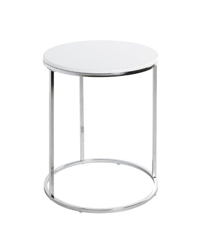 Beistelltisch >23378< in chrom-weiß, MDF, Metall - 50x40cm (HxD)