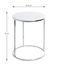 Beistelltisch >23378< in chrom-weiß, MDF, Metall - 50x40cm (HxD)