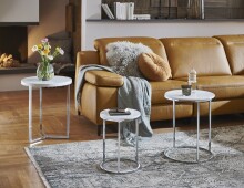 Beistelltisch >23378< in chrom-weiß, MDF, Metall - 50x40cm (HxD)