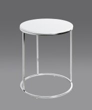 Beistelltisch >23378< in chrom-weiß, MDF, Metall - 50x40cm (HxD)