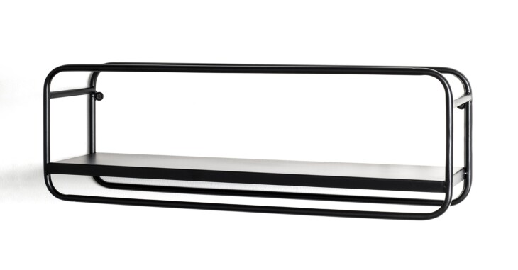 Wandregal >23505< in schwarz, Metall - 60x20x15cm (BxHxT)