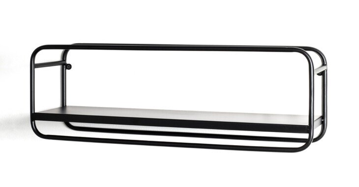 Wandregal >23505< in schwarz, Metall - 60x20x15cm (BxHxT)