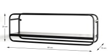 Wandregal >23505< in schwarz, Metall - 60x20x15cm (BxHxT)
