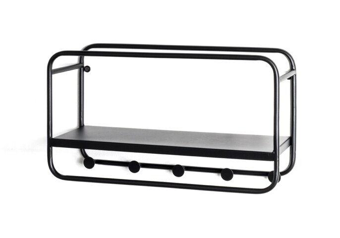 Wandgarderobe >23506< in schwarz, Metall - 45x25x15cm (BxHxT)
