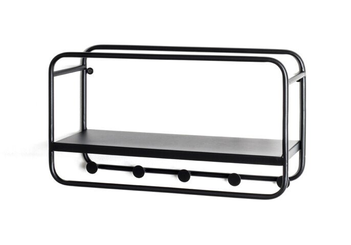 Wandgarderobe >23506< in schwarz, Metall - 45x25x15cm (BxHxT)