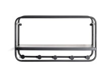 Wandgarderobe >23506< in schwarz, Metall - 45x25x15cm (BxHxT)