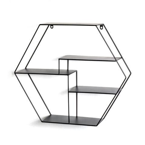 Wandregal >23509< in schwarz, Metall - 61x54x16cm (BxHxT)