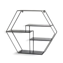 Wandregal >23509< in schwarz, Metall - 61x54x16cm...