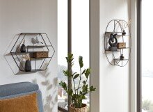 Wandregal >23509< in schwarz, Metall - 61x54x16cm (BxHxT)