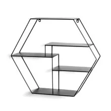 Wandregal >23509< in schwarz, Metall - 61x54x16cm...