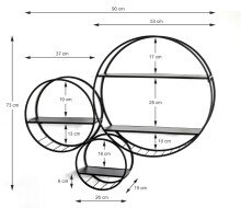 Wandregal >23514< in schwarz, Metall - 90x73x15cm...