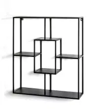 Wandregal >23515< in schwarz, Metall - 60x70x18cm...