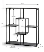 Wandregal >23515< in schwarz, Metall - 60x70x18cm...