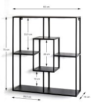 Wandregal >23515< in schwarz, Metall - 60x70x18cm (BxHxT)