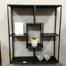 Wandregal >23515< in schwarz, Metall - 60x70x18cm (BxHxT)