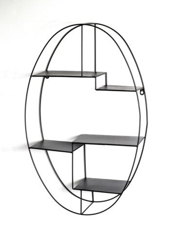 Wandregal >23517< in schwarz, Metall - 44x71x16cm (BxHxT)