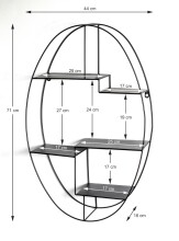 Wandregal >23517< in schwarz, Metall - 44x71x16cm (BxHxT)