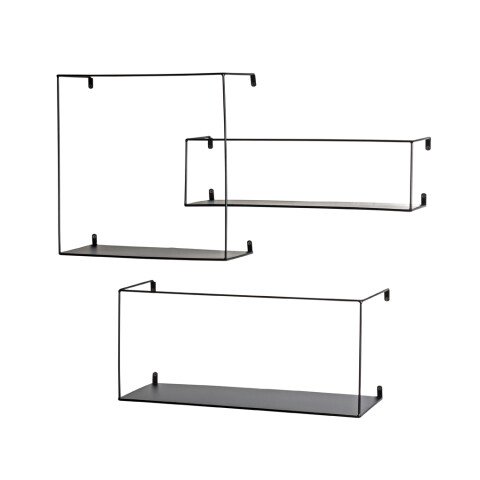 Wandregal >23518< (3er-Set) in schwarz, Metall - 40x40x18cm (BxHxT)