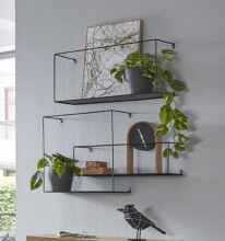 Wandregal >23518< (3er-Set) in schwarz, Metall - 40x40x18cm (BxHxT)