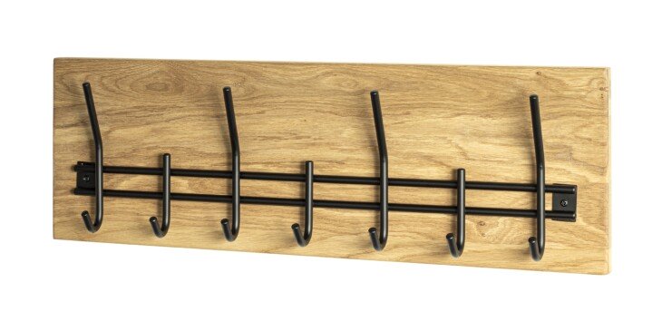 Wandgarderobe >23583< in eiche geölt-schwarz - 60x20x10 (BxHxT)